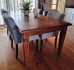 Robuuste teakhouten eettafel 220x100, Ophalen, Gebruikt, Teakhout, 200 cm of meer