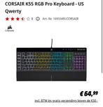 CORSAIR K55 RGB Pro gaming toetsenbord, Computers en Software, Toetsenborden, Ophalen of Verzenden, Zo goed als nieuw, Gaming toetsenbord