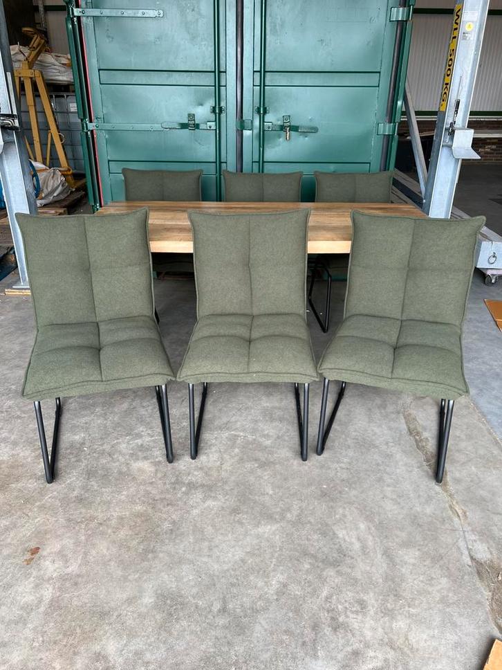 Eetkamerstoel groen, Huis en Inrichting, Stoelen, Nieuw, Vijf, Zes of meer stoelen, Stof, Overige kleuren, Ophalen