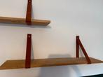 2 Mooie wandplanken met leren riemen, Ophalen, Zo goed als nieuw