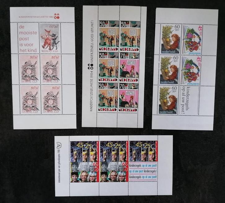 Kinderpostzegel velletjes 1980, 1981, 1982 en 1984. Postfris, Postzegels en Munten, Postzegels | Nederland, Postfris, Na 1940