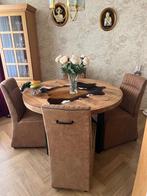 4 suède eetkamer stoelen op wieltjes, Huis en Inrichting, Stoelen, Ophalen, Bruin, Zo goed als nieuw, Vier