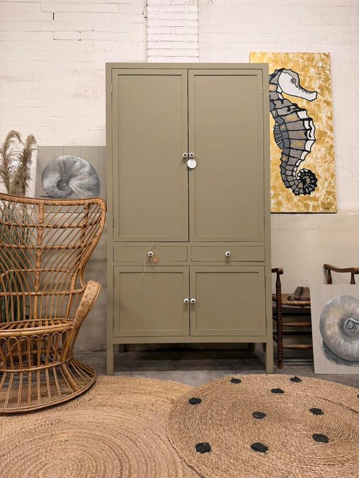 Linnenkast meidenkast kledingkast garderobekast taupe, Huis en Inrichting, Kasten | Kledingkasten, Zo goed als nieuw, 200 cm of meer