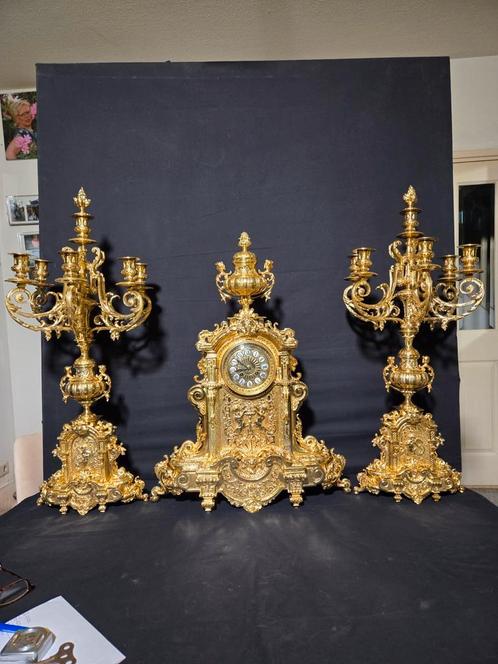 Zeer groot bronzen klokkenstel rond 1870, Antiek en Kunst, Antiek | Klokken, Ophalen