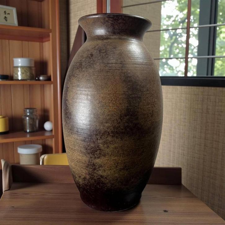 Vintage bruine keramieken vaas Scheurich, Huis en Inrichting, Woonaccessoires | Vazen, Zo goed als nieuw, Overige kleuren, Minder dan 50 cm