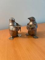 Vintage Pinguïn Kandelaars - Set van 2, Gebruikt, Verzenden, Metaal, Grijs