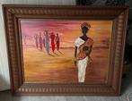 Olieverf schilderij met antieke lijst, Antiek en Kunst, Ophalen
