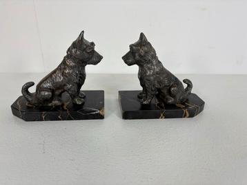 Vintage Bronzen Terriër Boekensteunen H. Moreau Frankrijk Se beschikbaar voor biedingen