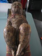 Twee  zware houten, handgesneden Boudha beelden, Antiek en Kunst, Ophalen of Verzenden