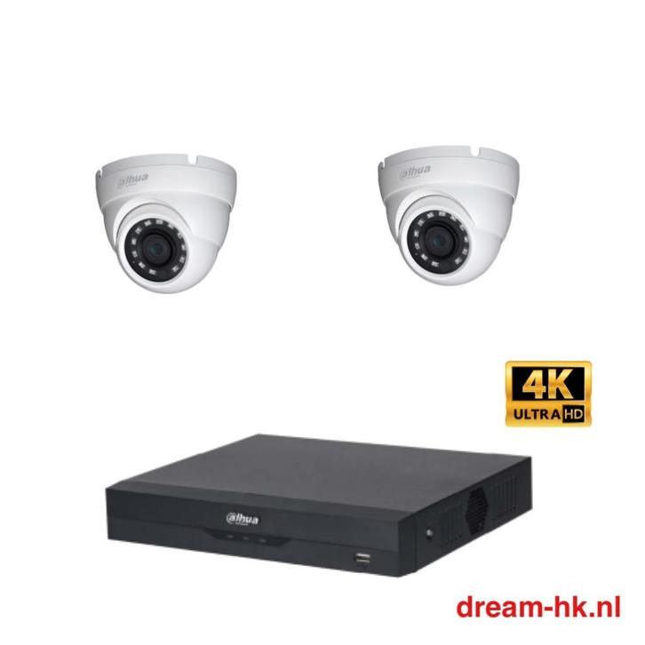 8MP Dahua WizSense beveiligingscamera set/4CH DVR+2x camera, Audio, Tv en Foto, Videobewaking, Nieuw, Buitencamera, Ophalen of Verzenden