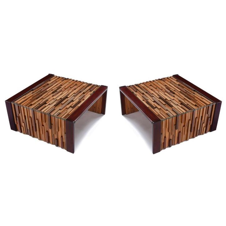 Percival Lafer Brutalist Moderne Bijzettafels, Huis en Inrichting, Tafels | Salontafels, Zo goed als nieuw, Minder dan 50 cm, 50 tot 100 cm