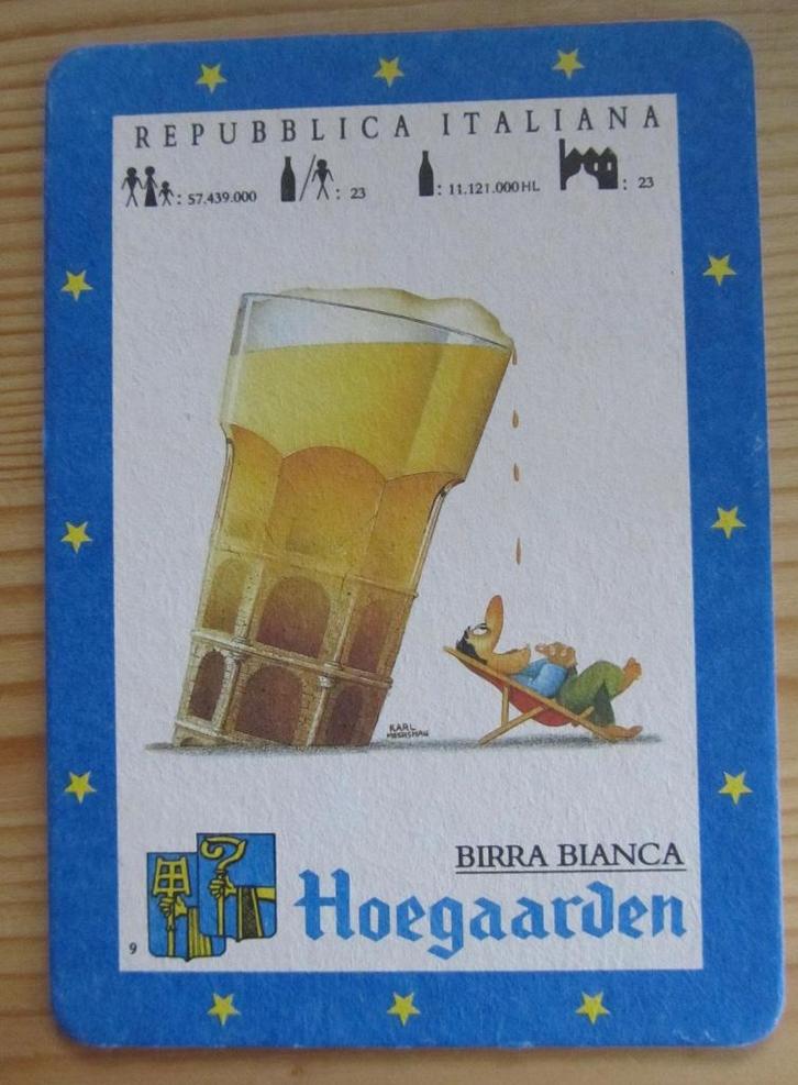 Bierviltje Hoegaarden - kaart - Italiana, Verzamelen, Biermerken, Gebruikt, Viltje(s), Overige merken, Ophalen of Verzenden