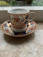 Kop en schotel set | Salisbury | bladgoud kobalt floraal, Ophalen of Verzenden