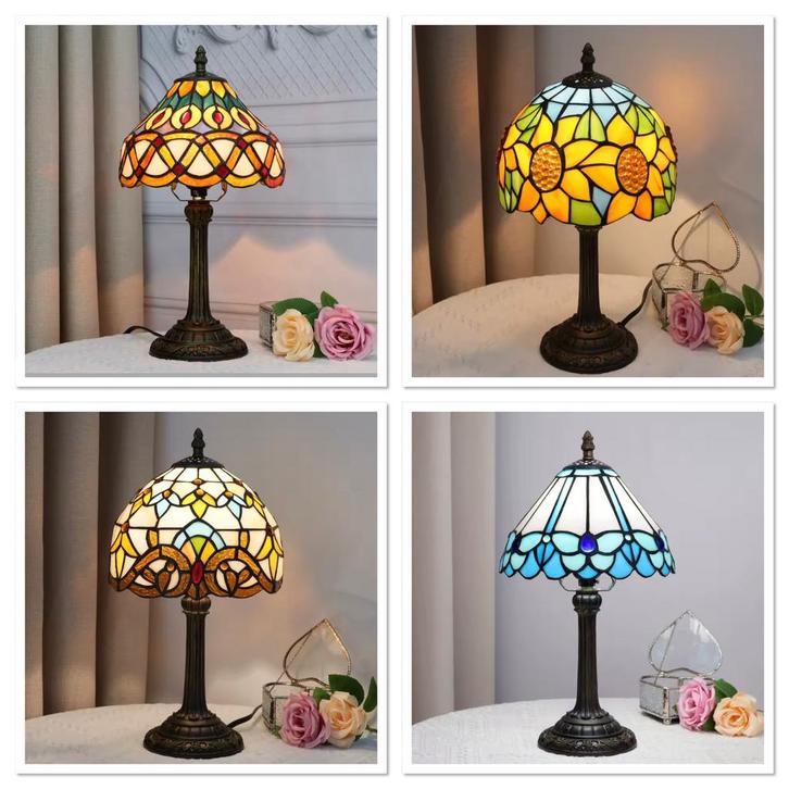 Tiffany Stijl Glas-in-Lood Tafellamp – Art Nouveau €89,50!, Antiek en Kunst, Antiek | Lampen, Verzenden