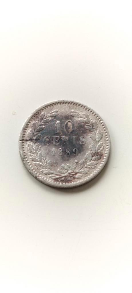Zilveren 10 Cent 1889 - Wilhelmina, Postzegels en Munten, Munten | Nederland, Losse munt, 10 cent, Koning Willem III, Zilver, Ophalen of Verzenden
