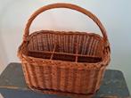 Vintage mand riet rotan flessenmand voor 6 flessen, Mand, Verzenden, Zo goed als nieuw, Riet