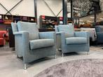 2 Leolux Evidence Paian fauteuils birk stof Blauw stoel, Huis en Inrichting, Leolux, 75 tot 100 cm, Ophalen of Verzenden, Zo goed als nieuw