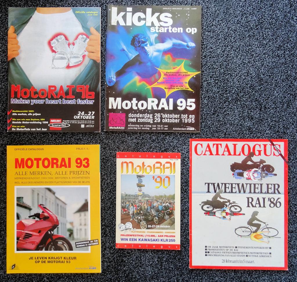5 catalogussen Motor RAI 1986-1997, Boeken, Motoren, Gelezen, Algemeen, Ophalen of Verzenden