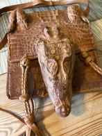 Vintage Krokodillenleren Handtas met Kop - Zeldzaam!, Sieraden, Tassen en Uiterlijk, Tassen | Damestassen, Ophalen of Verzenden