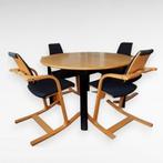 Set uitschuifbare tafel en 4 Stokke Actulum stoelen, Ophalen, Gebruikt, Scandinavisch design, 4 tot 6 stoelen