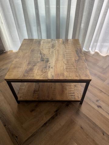 Industriële salontafel - 80x40 cm - hout & metaal beschikbaar voor biedingen