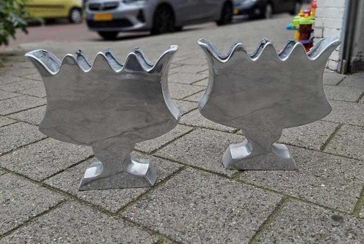 Zilverkleurige Vazen/potten Set, Huis en Inrichting, Woonaccessoires | Vazen, Zo goed als nieuw, Overige kleuren, Minder dan 50 cm