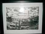 GRAVURE STIL HAVENTJE * In Lijst Gesigneerd *, Antiek en Kunst, Verzenden