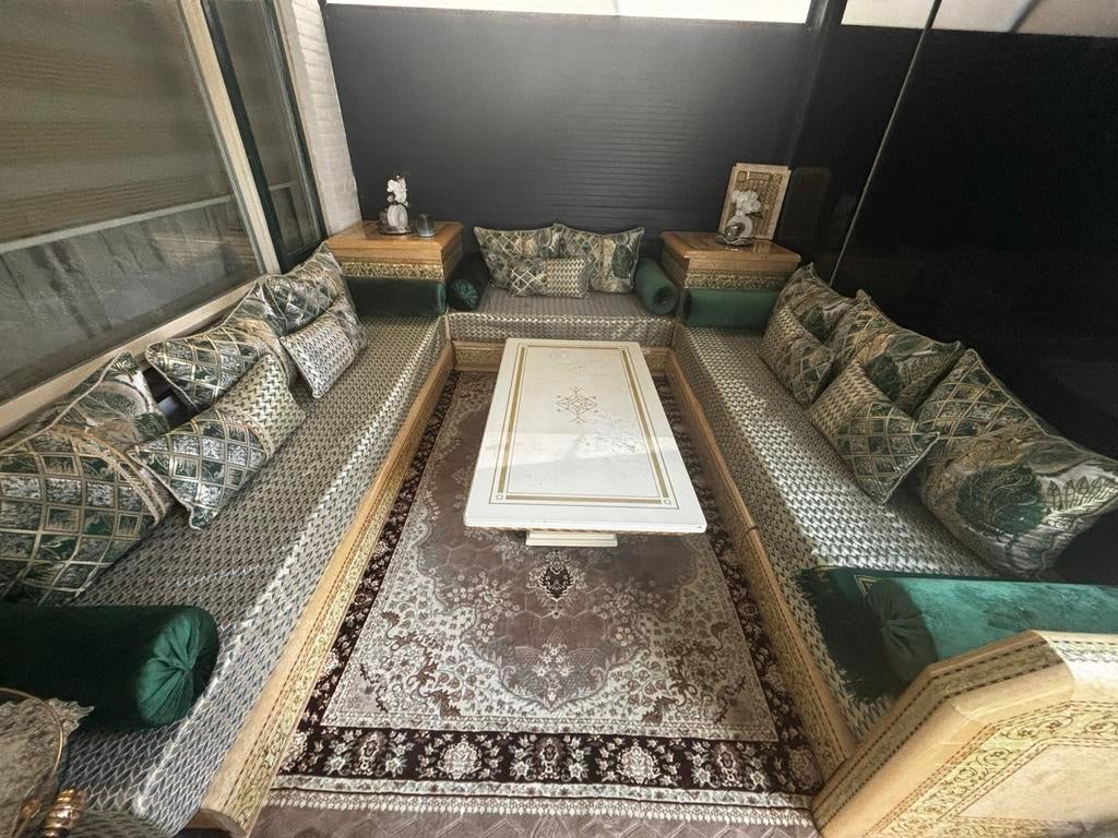 Marokkaanse banken set + tafel+ hoek banken (pick up), Ophalen of Verzenden, Gebruikt, Hout