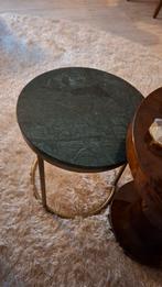 Groen marmer sidetable bijzettafel rond, Ophalen, 50 tot 100 cm, Rond, Zo goed als nieuw