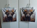 2 Sierkussenovertrekken "Hooglanders" 50 x 50 cm NIEUW, Ophalen of Verzenden, Nieuw, Bruin, Vierkant
