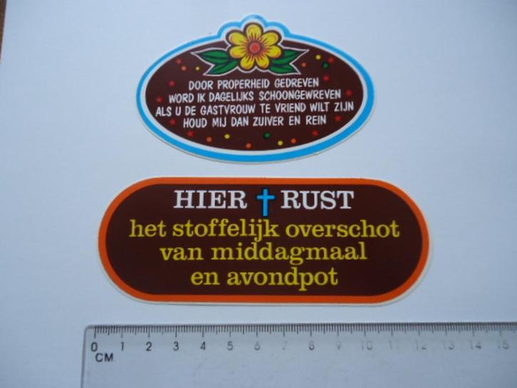 sticker oud Toilet deur vintage strip hier rust bloem retro, Verzamelen, Stickers, Zo goed als nieuw, Bedrijf of Vereniging, Verzenden