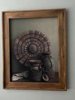 Stoer Schilderij met Houten Elementen, Huis en Inrichting, Ophalen, Zo goed als nieuw, Schilderij, 75 tot 100 cm