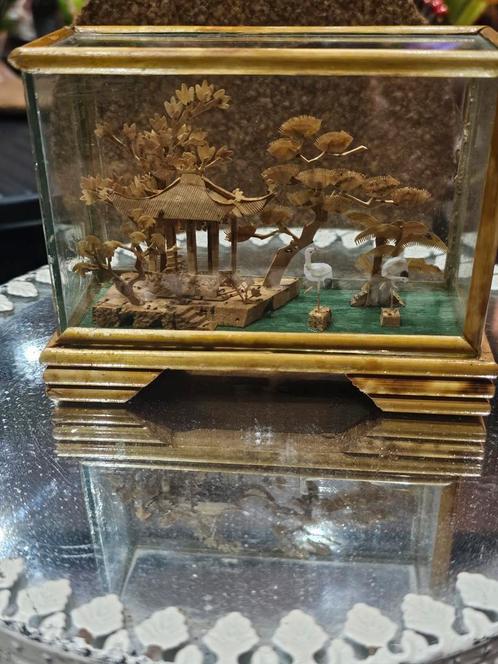Antiek Diorama in Glazen Stolp - Japanse Tuin, Antiek en Kunst, Antiek | Woonaccessoires, Ophalen of Verzenden