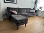 3-Zits Bank + Hocker, Velvet Antraciet van BePureHome, Ophalen, Zo goed als nieuw, Stof