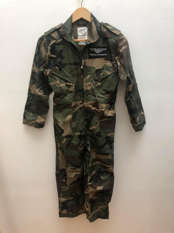 Overall kids leger camouflage maat 140, Kinderen en Baby's, Carnavalskleding en Verkleedspullen, Zo goed als nieuw, Jongen of Meisje