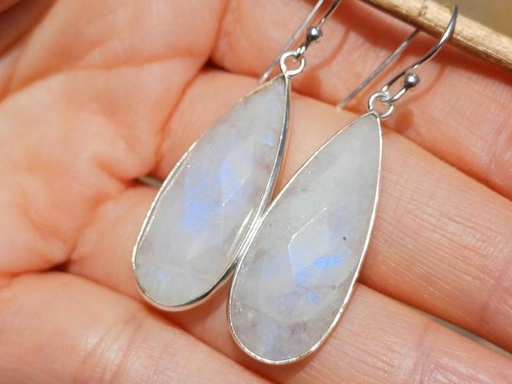 Vanoli Opmerkelijke 925 zilveren oorbellen met maansteen, Sieraden, Tassen en Uiterlijk, Oorbellen, Nieuw, Hangers, Zilver, Wit