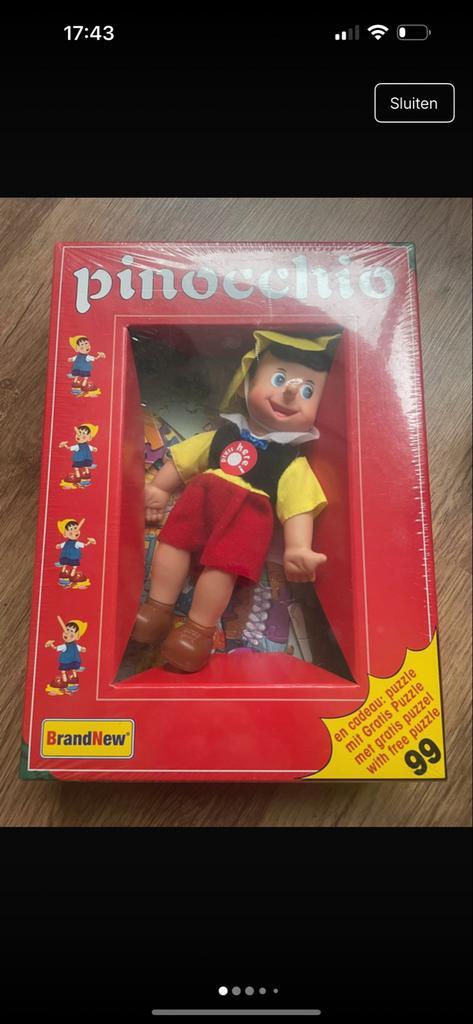 Zeldzame Pinokkio Pop met Puzzel - Disney Collectors Item, Verzamelen, Poppetjes en Figuurtjes, Zo goed als nieuw, Ophalen of Verzenden
