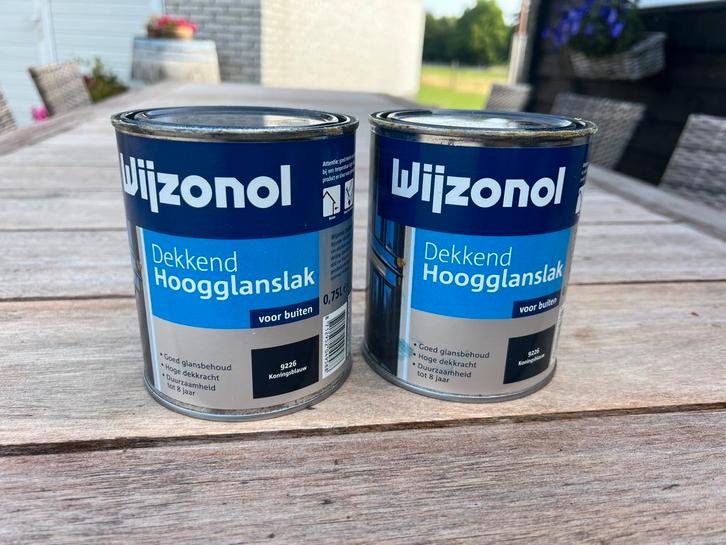 2 x Wijzonol buiten verf hoogglanslak ral 9226 Koningsblauw, Doe-het-zelf en Verbouw, Verf, Beits en Lak, Zo goed als nieuw, Verf