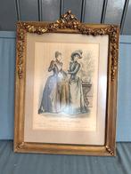 Antieke prent in gouden lijst, Ophalen of Verzenden