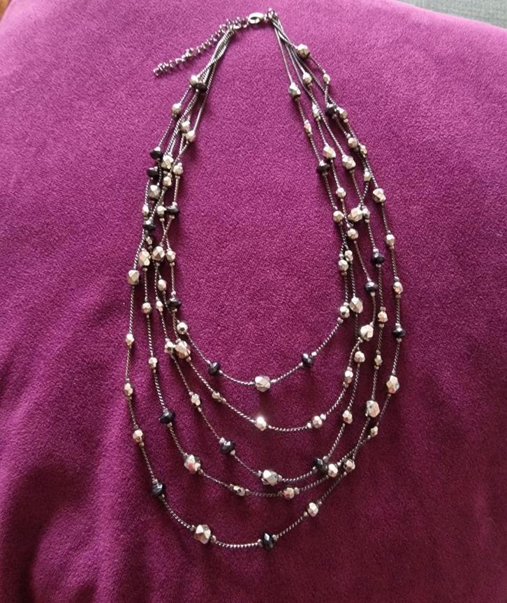 Elegante ketting met meerdere strengen, Sieraden, Tassen en Uiterlijk, Kettingen, Overige materialen, Zwart, Ophalen of Verzenden