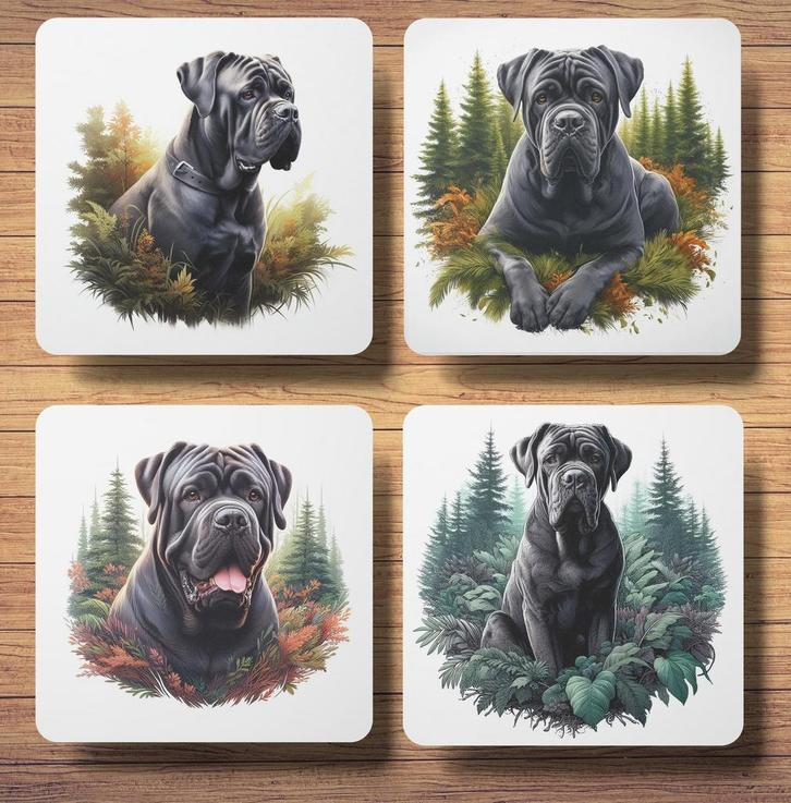 Cane Corso Bos onderzetters met houder, Huis en Inrichting, Woonaccessoires | Onderzetters, Nieuw, Glas of Kopje, Ophalen of Verzenden