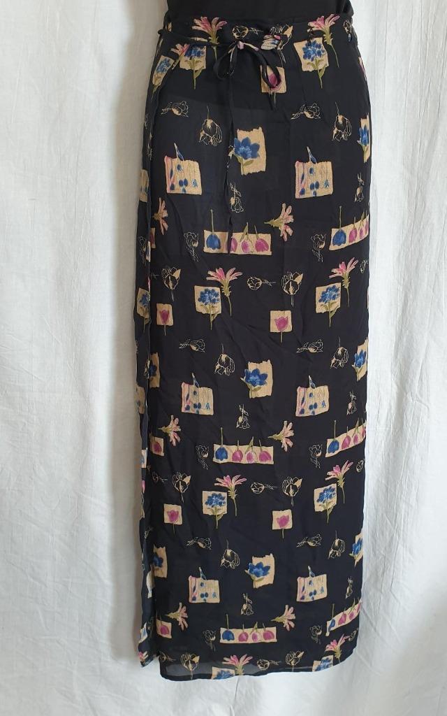 Leuke lange donkere wikkelrok. Mt M, Kleding | Dames, Rokken, Zo goed als nieuw, Maat 38/40 (M), Zwart, Onder de knie, Ophalen of Verzenden