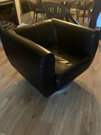 Zwarte lederen fauteuil, Ophalen, Zo goed als nieuw, 75 tot 100 cm, Modern