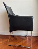 Eetkamerstoelen van Bennekom - Zwart leer, chroom, Huis en Inrichting, Stoelen, Zwart, Leer, Ophalen of Verzenden, Zo goed als nieuw