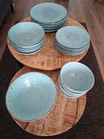 Brandani Stoneware servies turquoise 24 delig, Huis en Inrichting, Keuken | Servies, Ophalen, Gebruikt, Bord(en), Overige stijlen