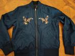 HUF omkeerbare bomber jas maat S blauw/zwart, Kleding | Heren, Blauw, Ophalen of Verzenden, Zo goed als nieuw, Huf