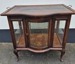 Antiek vintage houten theekast vitrinekast & losse dienblad, Antiek en Kunst, Antiek | Meubels | Kasten, Ophalen of Verzenden