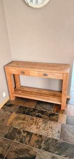 Teakhouten sidetable 120x37 cm, hoogte 78,5 cm, Ophalen, Gebruikt, 100 tot 150 cm, 25 tot 50 cm