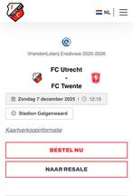 4 tickets Fc Utrecht - Fc twente, Tickets en Kaartjes, Sport | Voetbal, Losse kaart, Drie personen of meer, December