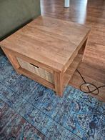 2x  Teak Houten salontafel met opbergmand, Huis en Inrichting, Tafels | Salontafels, Ophalen, Minder dan 50 cm, Gebruikt, Vierkant